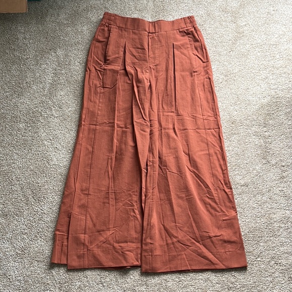 Halara High Waisted Plicated Split Hem Wide Leg Palazzo Capri Pants Medium Rust - Picture 11 of 11